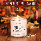 Mulled Cider Candle, Fall Candles I Apple Cider Candle w/Cinnamon & Nutmeg - Infused w/Essential Oils I Mulled Cider Fall Scented Candles (Soy) for Home I 9oz Reusable Jar I 50Hr Burn I Made in USA