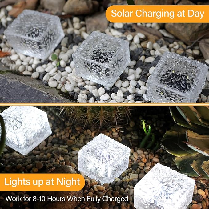 Solar Brick Lights - Outdoor Waterproof Patio & Garden Decor (3 Packs) for Patio, Yard, Walkway, Pathway