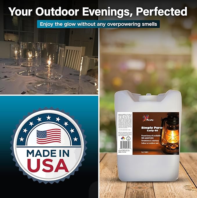 Firefly Kosher Odorless Paraffin Lamp Oil - Smokeless, Virtually Odorless, Long-Lasting - 5 Gallons