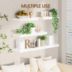 Heimlove 24 inch Floating Shelves for Wall,2 Packs Natural Pine Solid Wood Bathroom Shelf Over Toilet Decor and Storage 8 inches Deep for Kitchen Bedroom Office & Living Room Display Wall Decor