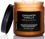 M&SENSE Cinnamon Vanilla Fall Scented Candles for Home, Natural Soy Wax 11.6oz 70 Hours Large Long Lasting Strong Scented Classic 2 Wicks Jar Candle Gift for Housewarming
