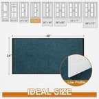 Mibao Front Door Mat, Dirt Trapper Welcome Mat for Outdoor Indoor, Non-Slip Waterproof Doormat, Durable Machine Washable Low Profile Entry Rug for Back Door Outside Patio Porch, 48" x 24", Blue