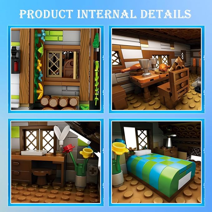 Medieval Watermill Building Set – 1873 PCS Medieval House with Rotating Water Wheel, Architecture Collectible Building Bricks Kit for Adults and Medieval Village Fans