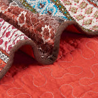 Cozyholy Boho Quilt Twin Size 100% Cotton Quilted Blanket Colorful Bohemian Striped Bedspread Coverlet Reversible Lightweight Stitch Vintage Bed Cover Throw Blanket for Couch Sofa Orange