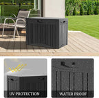 50 Gallon Lockable Resin Deck Box, Waterproof & UV-Resistant Outdoor Storage Box for Outdoor Cushion Storage, Garden Tools & Pool Accessories Storage, Black