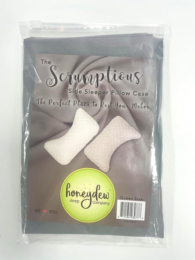 Honeydew Queen Side Pillow Case - Fits The Scrumptious and Essence Curved Pillows for Side Sleeping - Comfortable and Soft Cooling Viscose Made from Bamboo Fabric (Queen, Stardust (Charcoal))