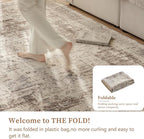 6'x9' Area Rug - Vintage Persian Medallion Design Low-Pile Faux Wool Rug, Non-Slip Backing, Machine Washable, for Living Room, Dining Room, Bedroom (Cream/Taupe)