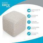 BIRDROCK HOME Bud Pouf Foot Stool Ottoman - Knit Bean Bag Floor Chair - Cotton Braided Cord - Great for The Living Room, Bedroom and Kids Room - Small Furniture