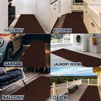 Custom Size Backed Non-Slip Area Rugs Runner, Easy Clean, Waterproof Runner Rugs for Hallway Entryway, Kitchen, Laundry, 3FT x 70FT, Brown