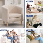 Accent Barrel Chair, Modern Comfy Living Room Chairs with Armrest Small Reading Chair with Cozy Soft Padded for Bedroom Reception Room Cafe,Begie