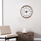 Wall Clock for Living Room Decor, 18'' Big Clock for Office, Rustic Wall Clocks Battery Operated, Distressed White Roman Numeral Clock, Round, Wood