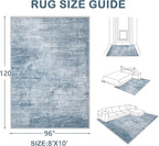 Area Rugs 8x10 Living Room: Washable Rug Modern Abstract Large Rugs Soft Non Slip Neutral Rug Stain Resistant Indoor Carpet for Bedroom Kitchen Dining Room Table Nursery Home Office Rugs(Blue,8'x10')