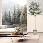 Artificial Olive Tree 7.5 ft Natural Olive Branches and Realistic Leaves for Modern Home Office Living Room Floor Decor 90 Inch