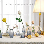 Glass Bud Vase Set of 24, Small Flower Vases, Glass Vases for Centerpieces, Vintage Home Table Decorations Bud Vases (24 Pcs, Blue)