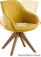 Art Leon Mid Century Modern Swivel Accent Chair with Solid Wood Legs, Desk Chair No Wheels, Armchair for Desk, Medium Yellow