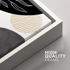 SIGNFORD Framed Canvas Print Wall Art Set Mid-Century Nordic Geometric Ring Plants Abstract Shapes Illustrations Modern Art Decorative Bohemian for Living Room, Bedroom, Office - 24"x36"x2 White