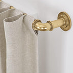 MODE Industrial Room Darkening Collection 1 1/8" Diameter Industrial Curtain Rod Set with Steel Wall Mounted Adjustable Curtain Rod, Blocks Light, Fits 72” to 144” Windows, Brushed Gold