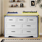 7-Drawer Dresser for Bedroom, Modern Wooden Chest of Drawers with Metal Handles, Anti-Tipping Design, Sturdy and Stable Storage Organizer for Living Room, Entryway, Home Office