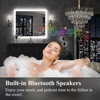 SBAGNO LED Bathroom Mirror with Lights, 32''x28'' 3D Border Bathroom Vanity Wall Mirror with Bluetooth, Anti-Fog, Stepless Dimming, 3 Colors, Tempered Glass Lighted Vanity Mirror for Bathroom