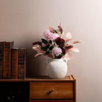 Ceramic Flower Vase, Porcelain Vases, 6 Inch Vintage Terracotta Vase with Hadle for Home Decor, Decorative Farmhouse Vase for Home Decor, Living Room, Shelf Decor, Farmhouse, Table, Lyeec