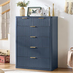 LEYAOYAO Fluted 6 Drawers Dresser for Bedroom Set of 2, 42" Tall Modern Chest of Drawers with Metal Handle, Curved Profile Design,Blue Wood Drawer Organizer for Bedroom, Living Room, Hallway