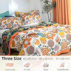 Boho Throw Blanket for Bed - 100% Pure Cotton Ultra Soft Rustic Quilt - Farmhouse Decor Bed Blankets, All Season Rustic Throw for Sofa Couch Chair(91''x 98'', Floral Print 2)