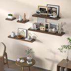 Floating Shelves for Wall, 48" W x 9.3" D x 1.5" H, Wooden Wall Mounted Display Shelves with Invisible Brackets for Living Room, Bedroom, Bathroom, Kitchen Decor and Storage, Set of 1, Walnut
