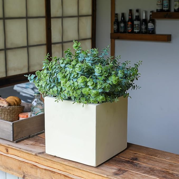 Artificial Fall Eucalyptus Plant – 8PCS Outdoor Fake Greenery, UV Resistant Fake Plants for Porch, Patio, Thanksgiving or Autumn Home Decor - Dusty Green Leaves