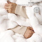 EVERGRACE Ultra Soft Luxury Fluffy Ridgeline Faux Rabbit Fur Throw Blanket, Thick Warm Bubble Throw for Bed, Cozy Plush Reversible Blankets for Couch, Chair, Sofa, Ivory White, 80x90 Inches, 870 GSM