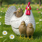 Elenon Chicken Outdoor Garden Statue Decorative, Adorable Flower Bed Rooster Outdoor Statue, Funny Yard Patio Art Decor Sculptures Table Ornament