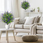 Artificial Boxwood Topiary Ball Trees with Ground Spikes UV Resistant Faux Greenery Shrubs Fake Shrubs for Outdoors, Realistic Faux Plants Bushes for Garden Porch Yard Patio Decor (Purple Flower)