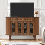 47'' Fluted Sideboard Buffer Cabinet with Drawer, Modern Credenza Storage Cabinet, Bar Cabinet Console Table with Tambour Sliding Side for Living Dining Room Kitchen Hallway Entryway, Walnut