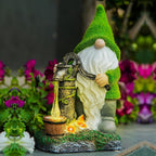 Water Pump Gnome Decorations for Yard/Lawn Outdoors Decor – Weatherproof Garden Statue – Fun Spring Summer Charming Gnomes Gifts for Women (Forest Green) and Home.