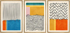SIGNWIN Framed Canvas Print Wall Art Set Mid-Century Vibrant Color Block Collage Abstract Geometric Illustrations Graffiti & Street Art Modern Art for Living Room, Bedroom, Office - 24"x36"x3 Natural