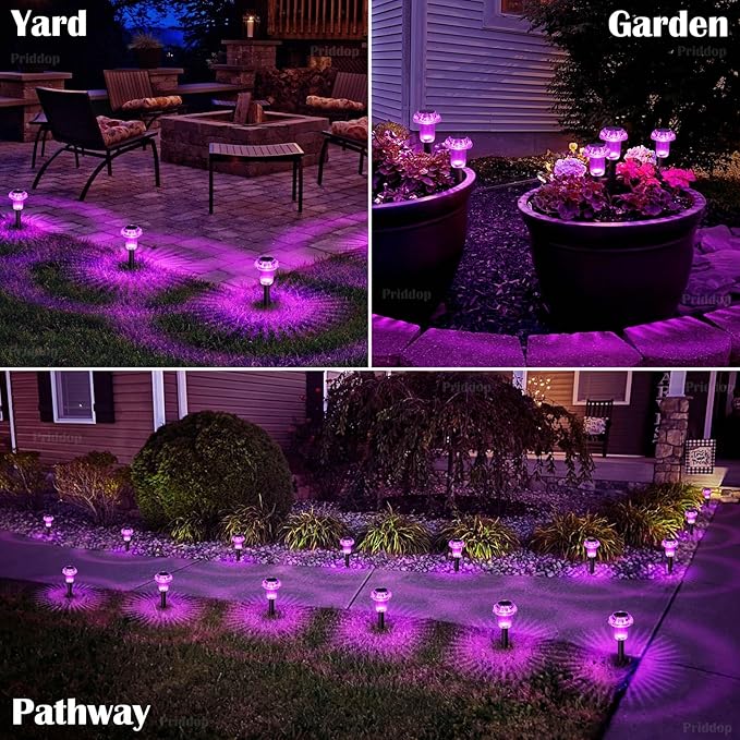 Halloween Solar Lights Outdoor 16 Pack Pink Purple LED Waterproof Mushroom Outside Lights for Yard Garden Patio Pathway Walkway Landscape Halloween Decorations