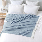 MIULEE Super Soft Throw Blanket for Couch, Blue Cozy Fluffy Warm Blankets Knit Throw Blankets for Sofa, Bed, Chair, Living Room, Camping, Picnic, 50 x 60 inch