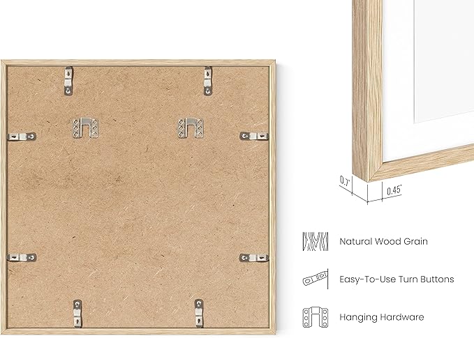 HAUS AND HUES Square Picture Frames 16 x 16 Set of 25 - Photo Gallery Wall Frame Set, Wood Frames With Mat, Beige Oak (16x16)