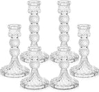 Mumufy 6 Pack Glass Taper Candle Holders Clear Candlestick Holder Fit 0.8 Inch Candles 4'' 6'' 8'' Tall Crystal Decorative Candlestick Stand Centerpiece for Table Wedding Dining Party (Vintage)