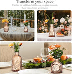 Glass Bud Vases Set of 64 - Amber Assorted Small Mini Glass Vases for Flowers, Crystal Vintage Vase Set, Bulk Centerpieces for Table Décor, Wedding, Home and Events (Amber, 64 Pcs)