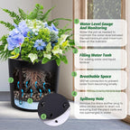 Tall Round Planter Set of 2, 20" Large Planter Pots with Built-in Drainage and a Water Level Monitor and Wheels for Patio, Porch, Living Room, or Home Office