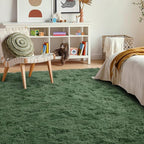 5x7 Ft Shag Green Area Rug for Bedroom Living Room, Ultra Soft Fluffy Furry Rugs for Indoor Floor, Aesthetic Carpet for Kids Home Decor