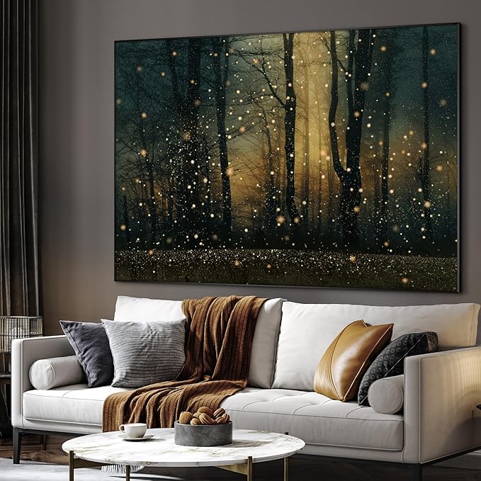 SIGNWIN 60"x72" Extra Large Framed Wall Art Magical Firefly Forest at Twilight, Enchanted Nature Scene for Home Living Room Bedroom Decor (Frame Assembly Required)