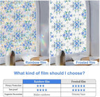 Window Privacy Film Stained Glass Decorative Window Tint for Home Room Decor Static Cling Rainbow Window Film Blackout Bathroom Bedroom Car Renter Friendly (Blue&Purple Hydrangea Flower)