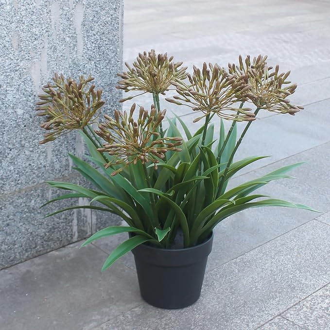 Faux Plants Outdoor 8 Bundles Artificial Flowers Stems 18.9 in Large Fake Greenery Realistic for Home Garden Planters Front Door Decor Outside