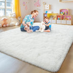 Large 8x10 Area Rugs for Living Room, Cream White Soft Shag Rug for Bedroom, Non-Slip Ultra Fluffy Rug, Modern Plush Carpet for Girls Boys Kids Room Dorm, Fuzzy Rug for Home Decor Aesthetic