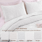 Exclusivo Mezcla Twin Quilt Bedding Set with 1 Pillow Sham, Lightweight White Twin Size Quilt Bedspread with Vintage Damask Pattern, Soft Bedspreads Coverlets for All Seasons