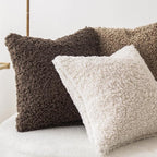 Foindtower 2 Pieces 20x20 Inch Chocolate, Faux Fur Throw Pillow Cover Accent Sherpa Pillow Fuzzy Soft Pillowcases Sheepskin Decorative Fleece Cushion Case for Bed Couch Living Room