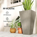 Outsunny Tall Planters for Outdoor Plants Set of 3, 28 in Taper Planters with Drainage Holes, Indoor Grande Plant Pots, Front Porch Decor, Grey