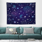 HZOHNAGO Boho Sun Moon Tapestry Purple Blue Sun Stars Galaxy Pattern Printed Wall Tapestry Wall Hanging for Bedroom Living Room Dorm 80" W x 60" H