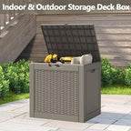 31 Gallon Deck Box, Resin Outdoor Storage Box, Waterproof and UV Resistant Deck Box, Lightweight Storage Box for Garden Tools, Pool Supplies